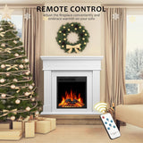 43. 39" Fireplace TV Stand with Mantel - Electric Fireplace Heater, Wooden Entertainment Center, Adjustable LED Flame