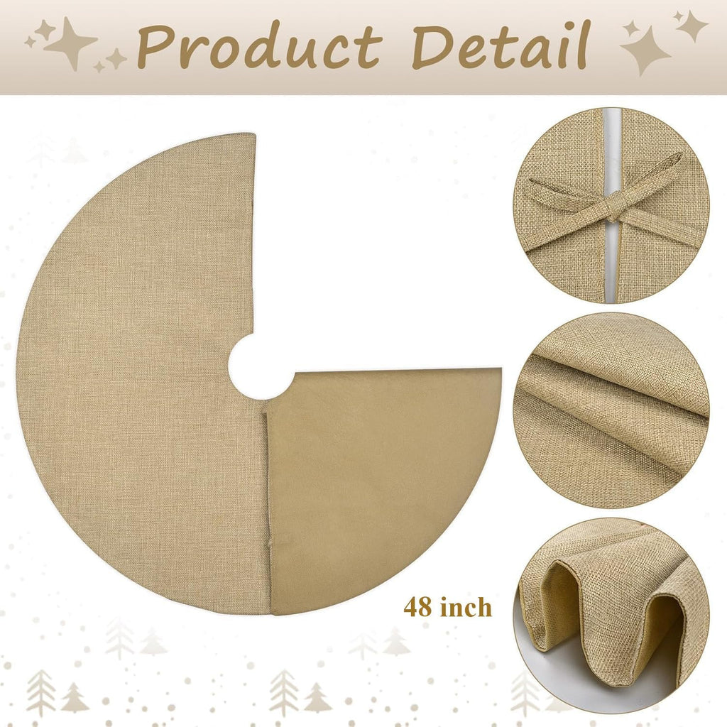 Fall Burlap Tree Skirt, 48 inch Rustic Farmhouse Christmas Tree Decorations