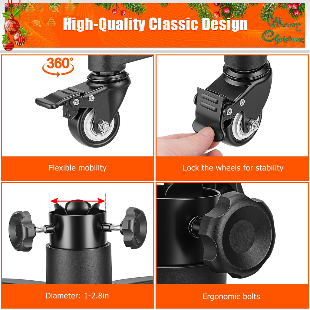 Rolling Christmas Tree Stand with Wheels Universal Base 7.5FT Artificial Tree