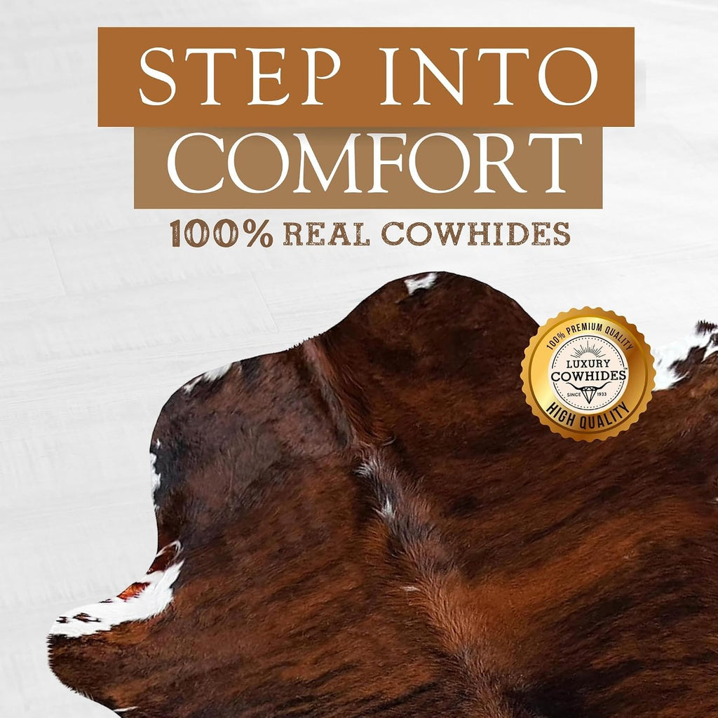 100% Genuine Dark Brindle Tricolor Cowhide Rug - Modern Style Animal Skin Rug & Floor Carpet - Home Decor Area Rug