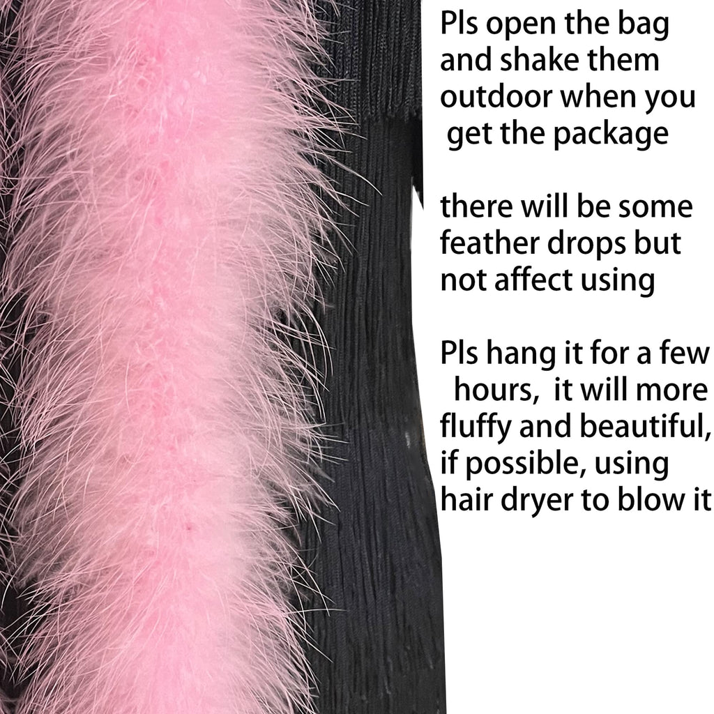 30g Fluffy Marabou Feather Boa for DIY Craft Sewing Trim Home Wedding Party Decoration-Light Pink - 2 Yards