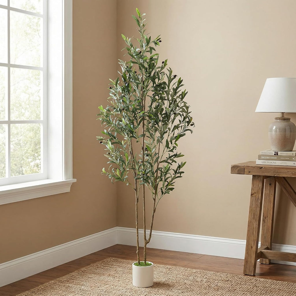 6ft Artificial Olive Tree with Green Moss