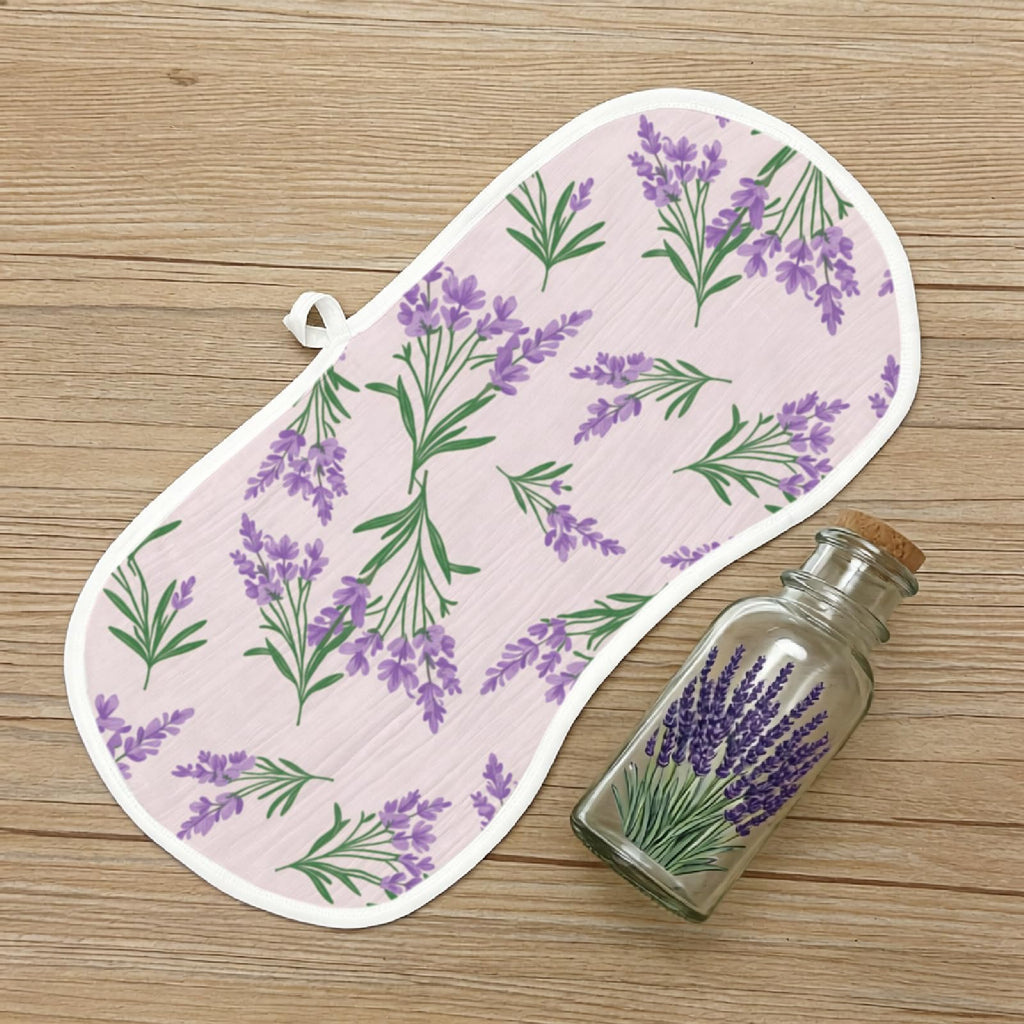 Purple Lavender Floral Baby Burp Cloths 6 Pack Soft Cotton Rags Large 20x10 Contoured Curved Shoulder Spit Up Pad