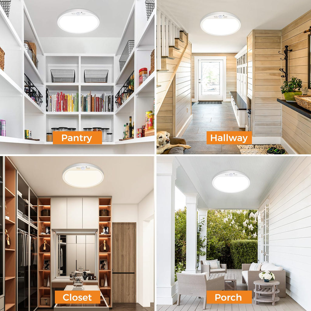 2Pack Motion Sensor Light Indoor Wired, 12 Inch 3000K/4000K/6500K Closet Lights Motion Sensored, 24W Flush