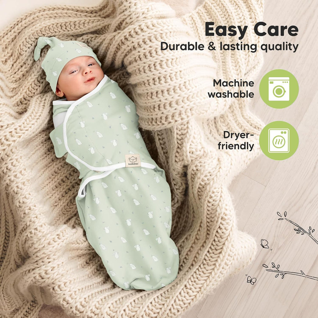 3pk Organic Swaddles for Newborns Girls, Boys & Hats (Bunnies, )