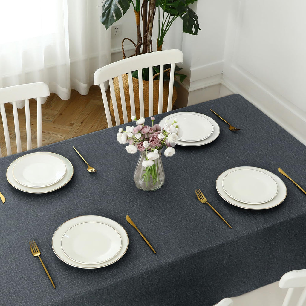 Waterproof Vinyl Tablecloth Rectangle, 54 x 78 Inch, Charcoal