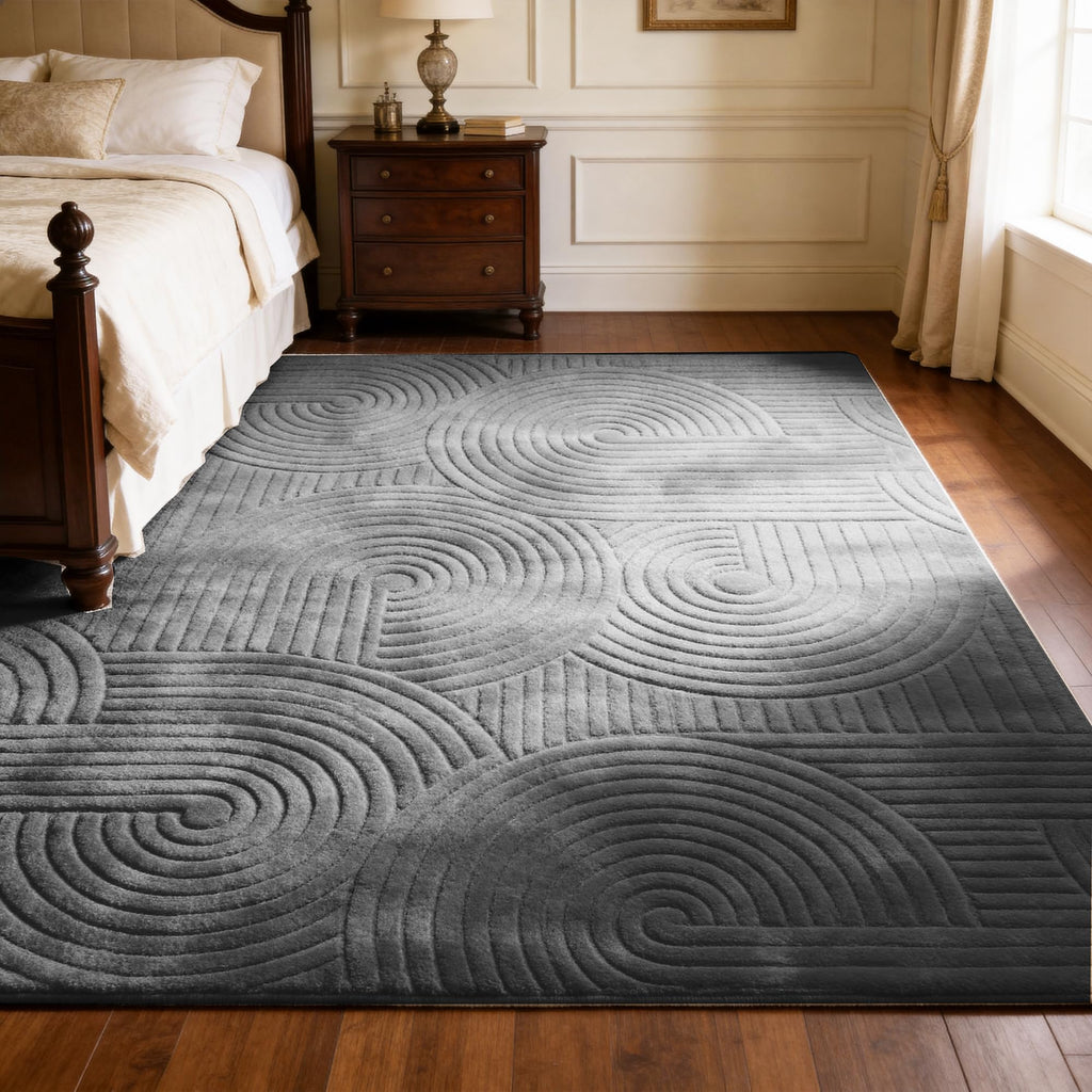 5x7 Grey Solid Color Area Rug, Modern Rugs Bedroom