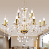 Modern Elegant 12 Lights K9 Crystal Glass Chandelier Golden Pendant Ceiling Lighting European Style for Dining Living Room Bedroom Transparent,12 E12 Bulbs Required A110-B0DRF554CX