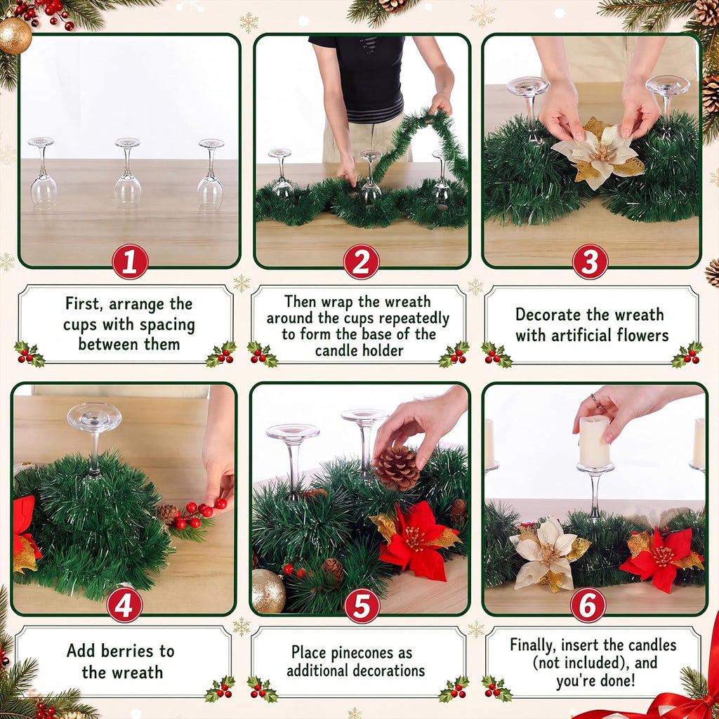 Christmas Table Centerpiece Kit, DIY Wine Glass Decor