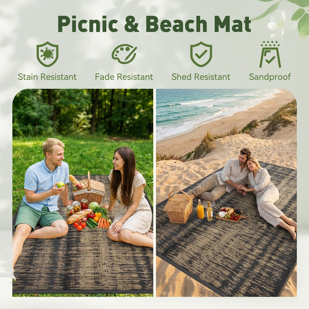 Outdoor Rug Waterproof Outdoor Carpet Patio Rug Mat Reversible RV Camping Rug Plastic Straw Outside Rug for