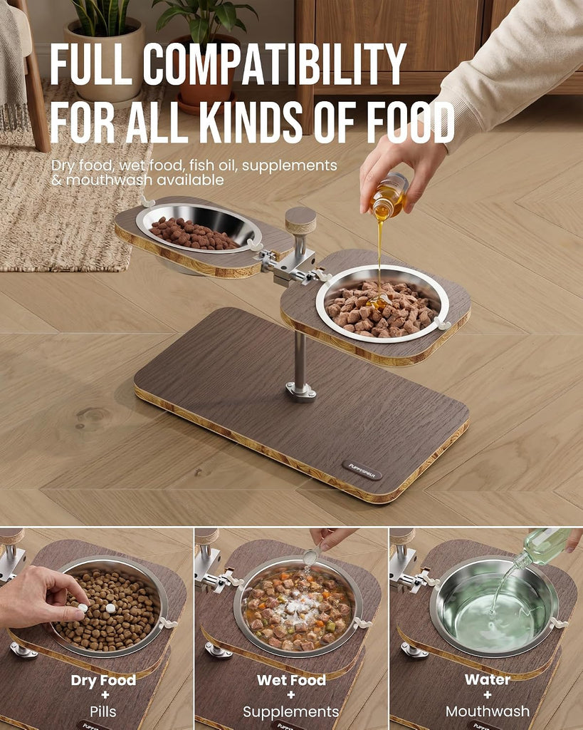 Elevated Dog Bowls, Adjustable Height & Tilt Bowl Stand