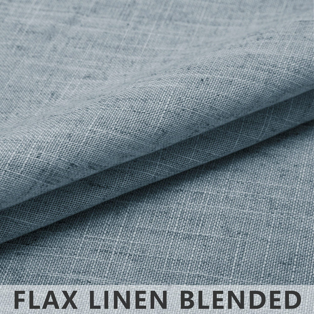Blue Curtains 38 Inch Wide for Small Window 2 Panel Sets Rod Pocket Linen Blend Semi Sheer Cafe Tier Narrow Curtains
