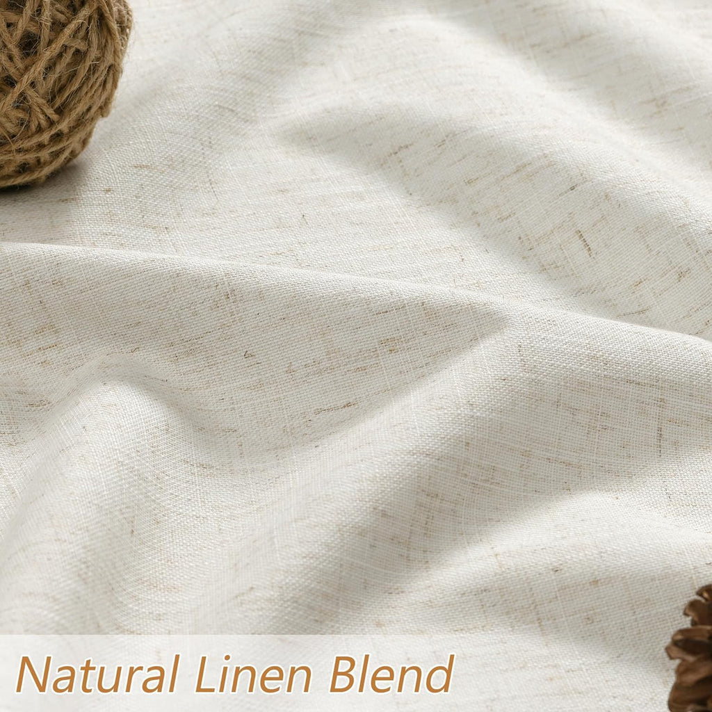 Extra Long 100% Blackout Linen Curtains 116 Inches Cream