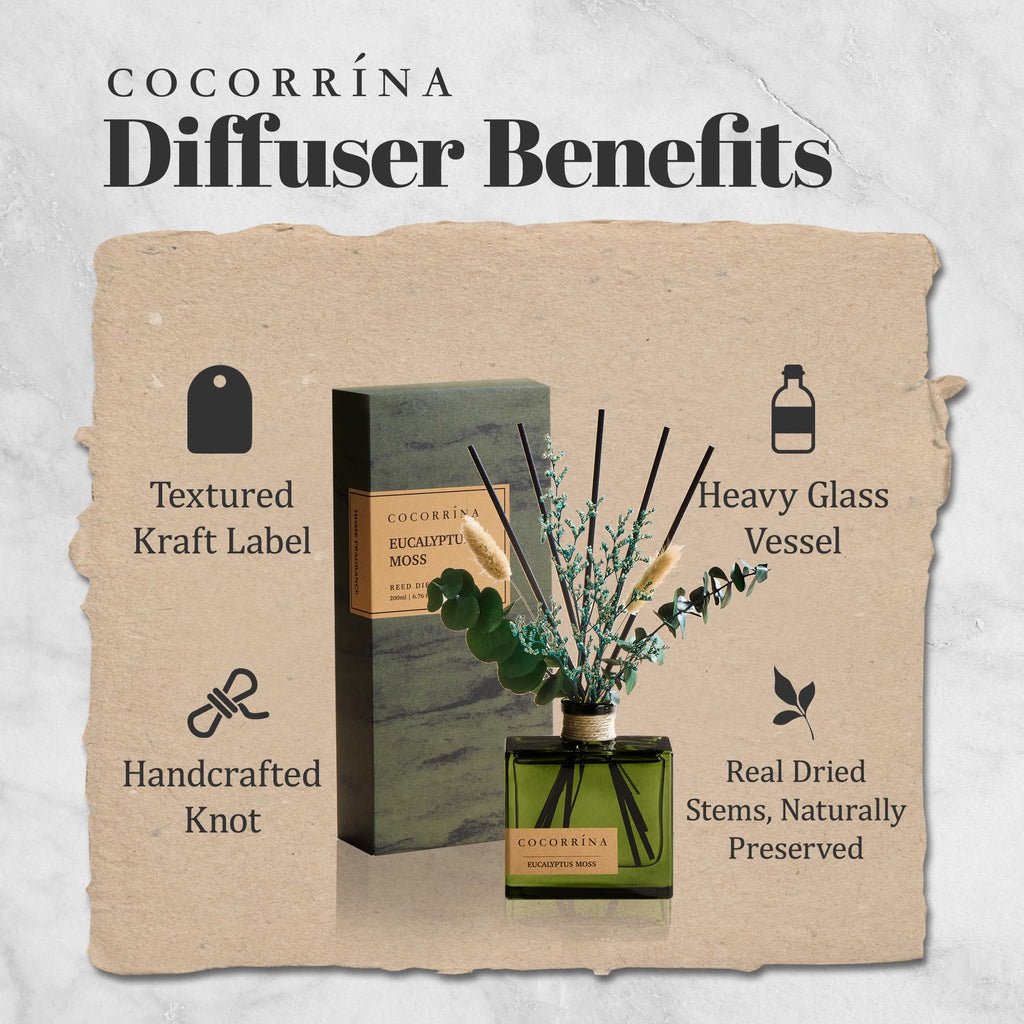 Dried Flowers Reed Diffuser, Eucalyptus Moss Scent 6.76 fl oz