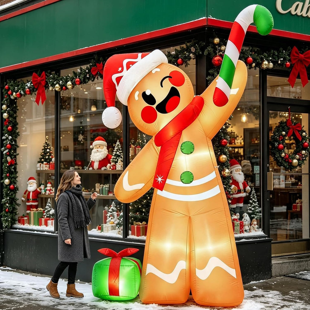 12FT Christmas Inflatable Gingerbread Man Decoration with LEDs