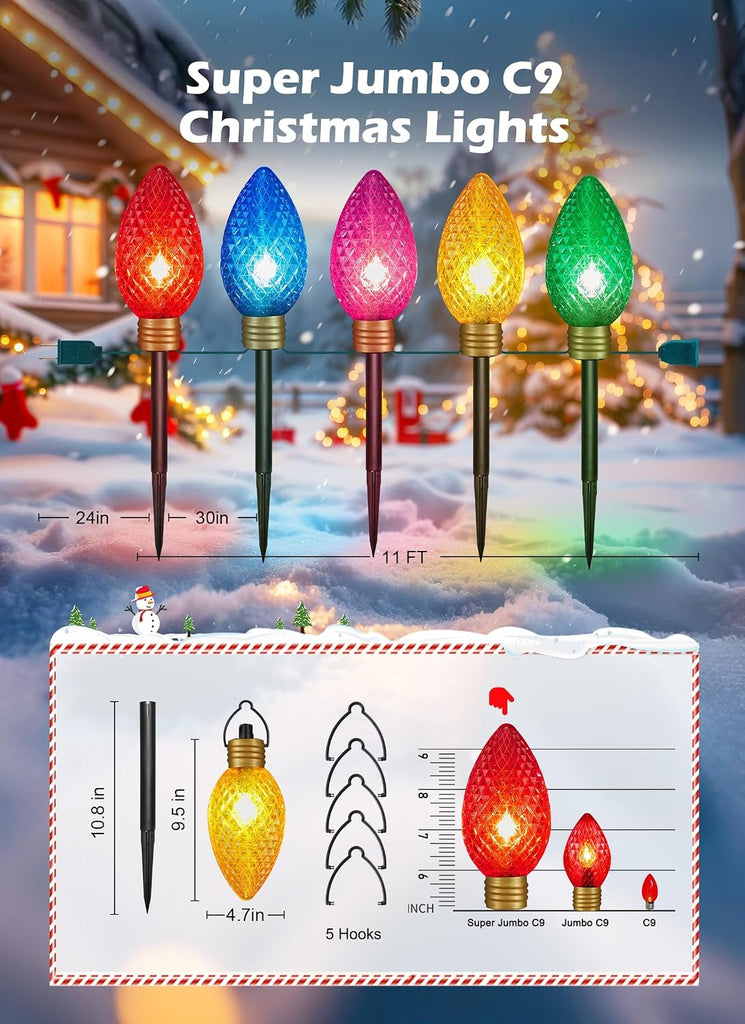 Strawberry Super Jumbo Christmas Lights Outdoor, 11FT 5 LED