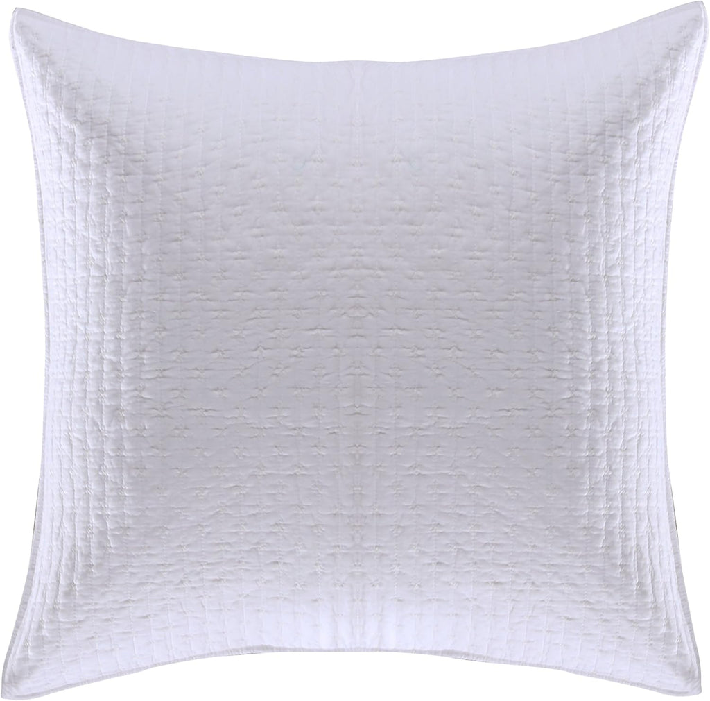Cross Stitch - 100% Cotton - Euro Shams Set of Two - (26x26in.), No Insert - Bright White