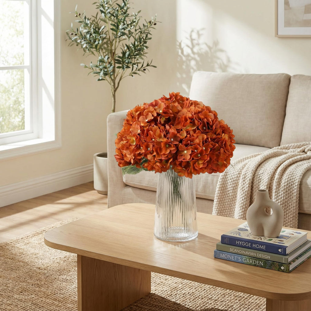 2Bouquets 20" Orange Silk Hydrangea Artificial Flowers