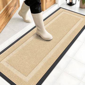 Front Door Mat Outside 47x17, All-Season Heavy-Duty Rubber Doormat