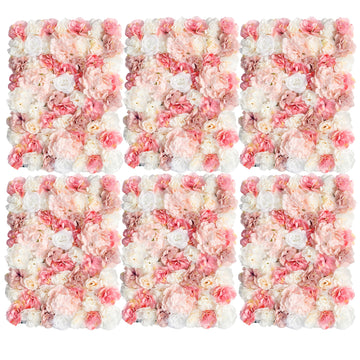 Flower Wall Backdrop 6 Panels 16×24 Inch - Blush Pink Rose