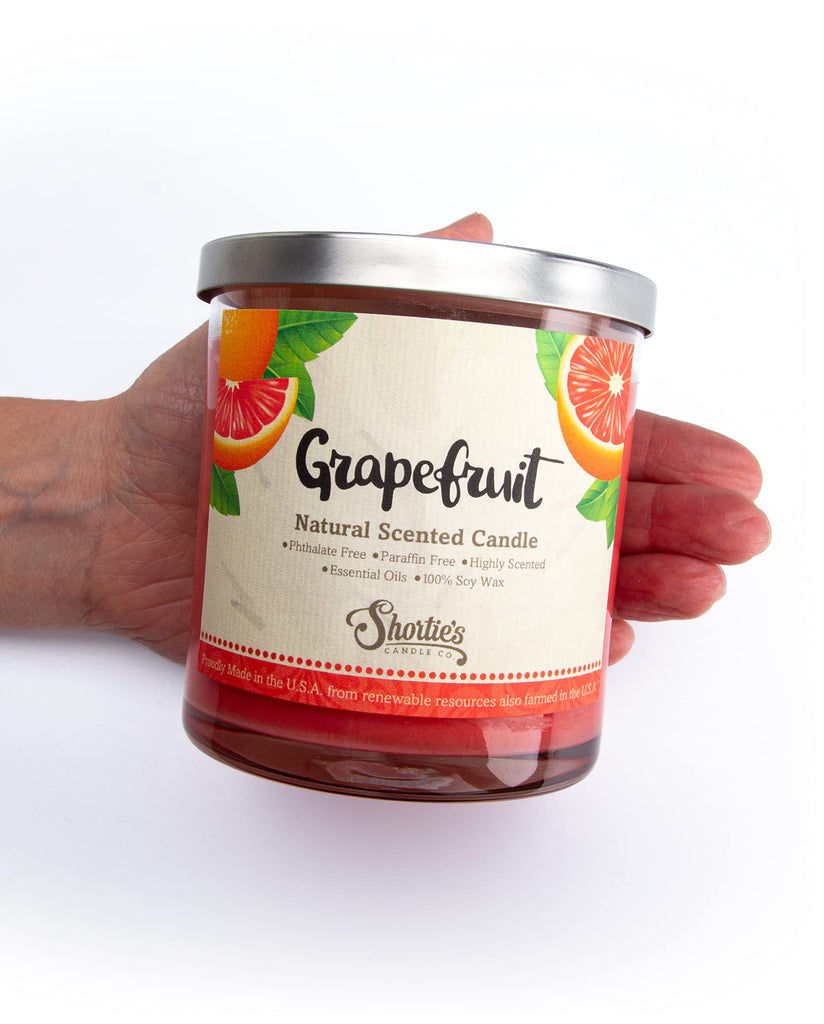 Grapefruit Highly Scented Natural Soy Candle, Essential Fragrance Oils, 100% Soy, Phthalate & Paraben Free, Clean