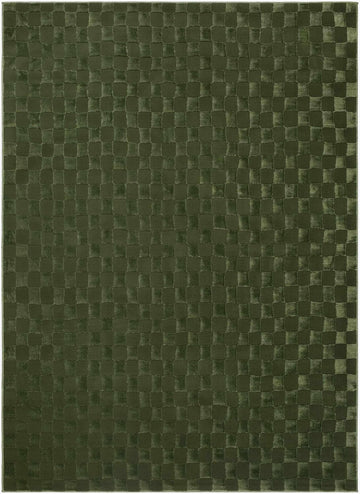 Renoir Living Room, Bedroom Machine Washable Area Rug - Checkered Geometric Square Tile - Olive Green, Sage Green