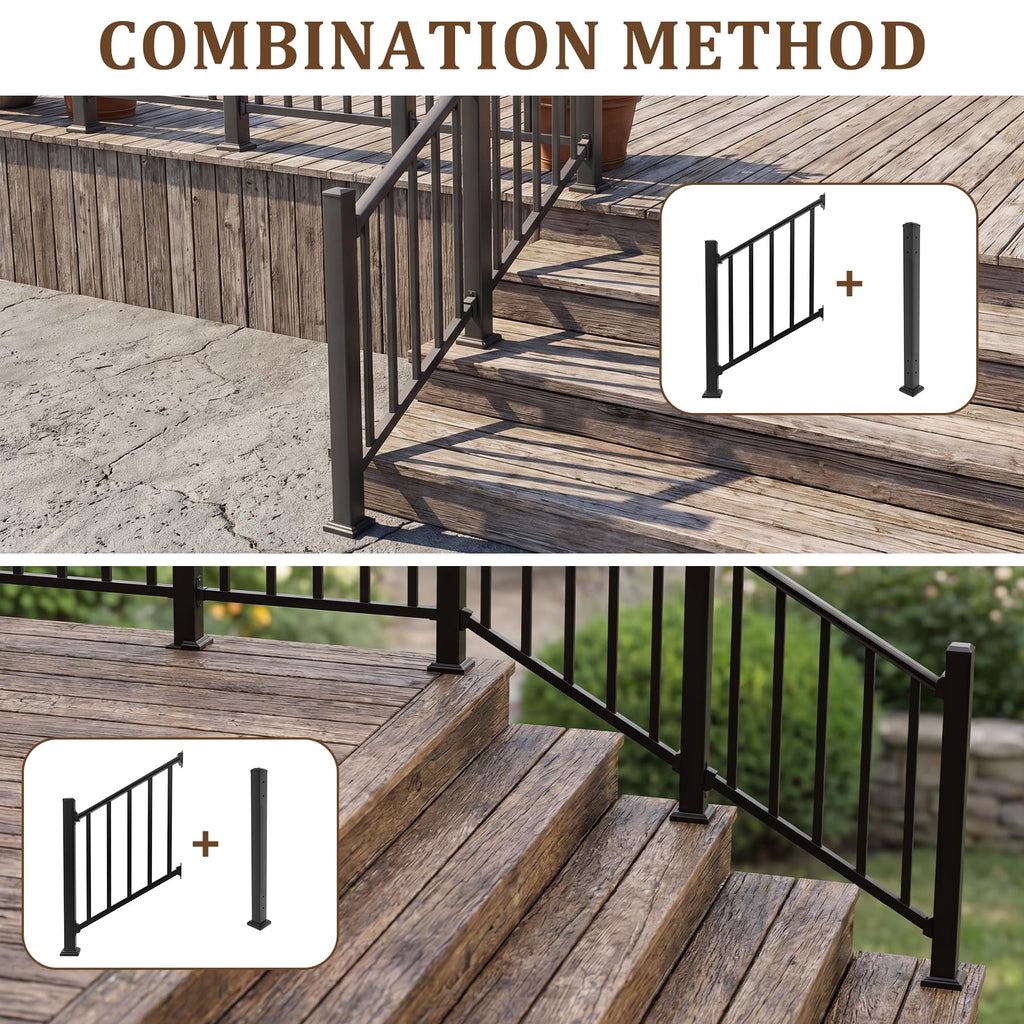36 in x 3 Ft Modular Black Stainless Steel Stair Railing Kit