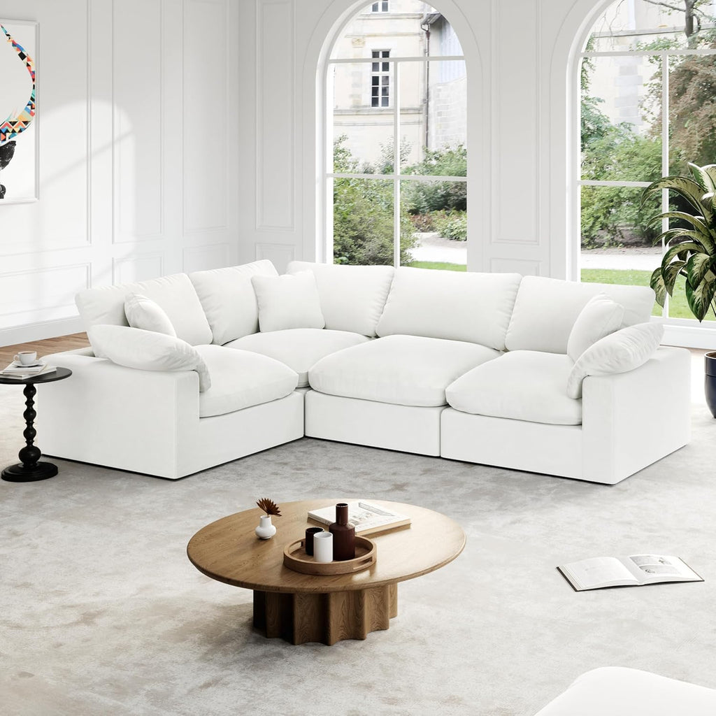 Cloud Modular Sectional Sofa, Oversized Convertible Modular Cloud Couch, Down Feather Filled Sectional Sofa Comfy Upholstered Deep Seat Couches for Living Room, Sofa Covers Washable & Replaceable A124-B0DJ7C2HPB