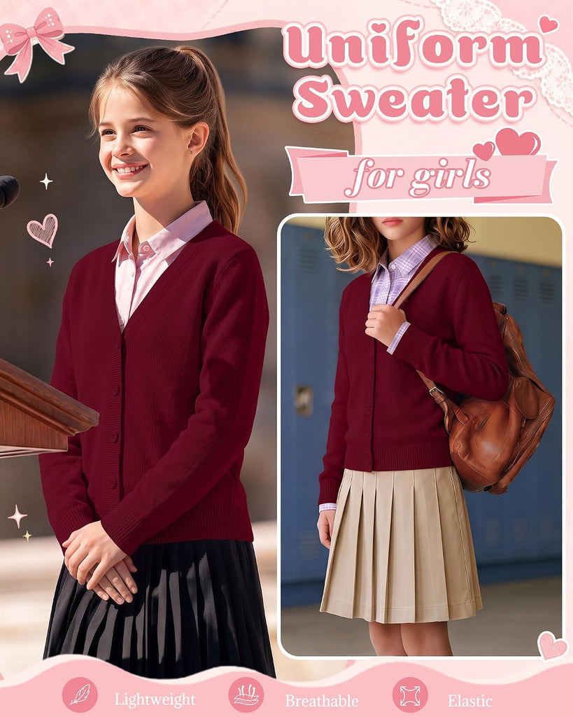 Girls' School Uniform Cardigan Sweaters