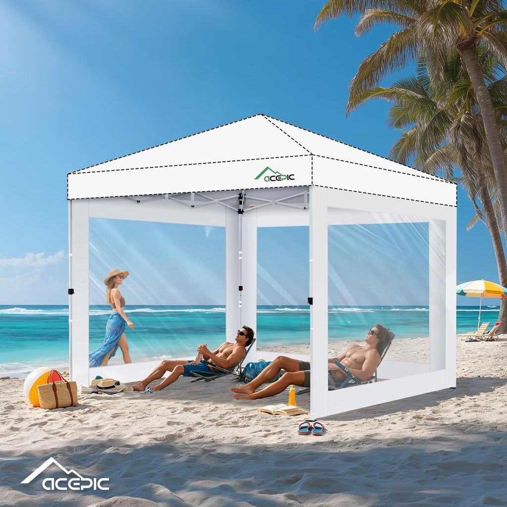 10x10ft Clear Sidewalls for Canopy, Blue(3PCS, No Frame or Top)
