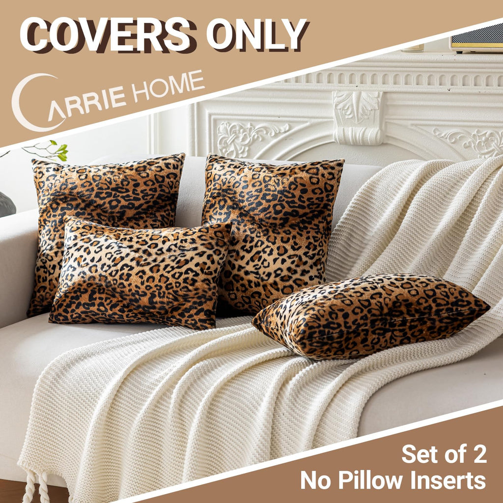 Cheetah Print Velvet Euro Pillow Sham Covers 24x24, Leopard Room Decor, Large