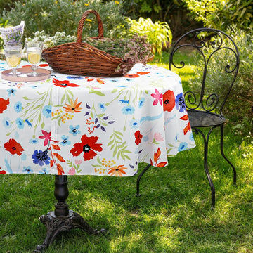 Oval Outdoor Tablecloth with Umbrella Hole and Zipper, Patio Table Covers for Spring/Summer, Machine Washable Outdoor