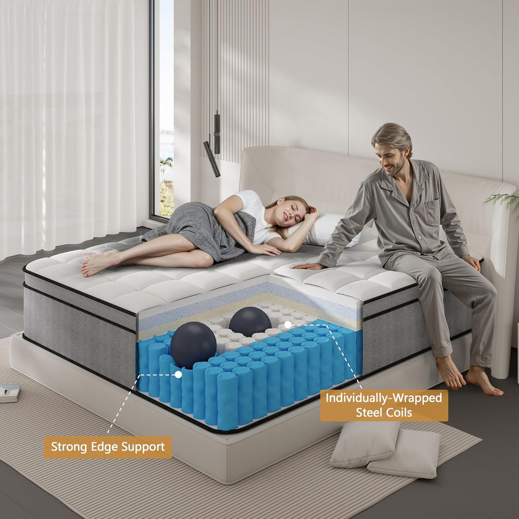 California King Mattress, 14 Inch Luxury Hybrid Cal King Mattress | 2026 Upgraded Cooling Gel Memory Foam, Zoned