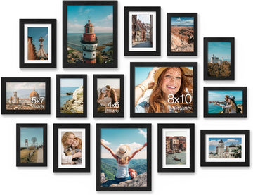 15 Pack Picture Frames Collage Wall Decor, Wall/Tabletop Display | Black, Multi-Size Gallery Wall Frame Set: 3pcs