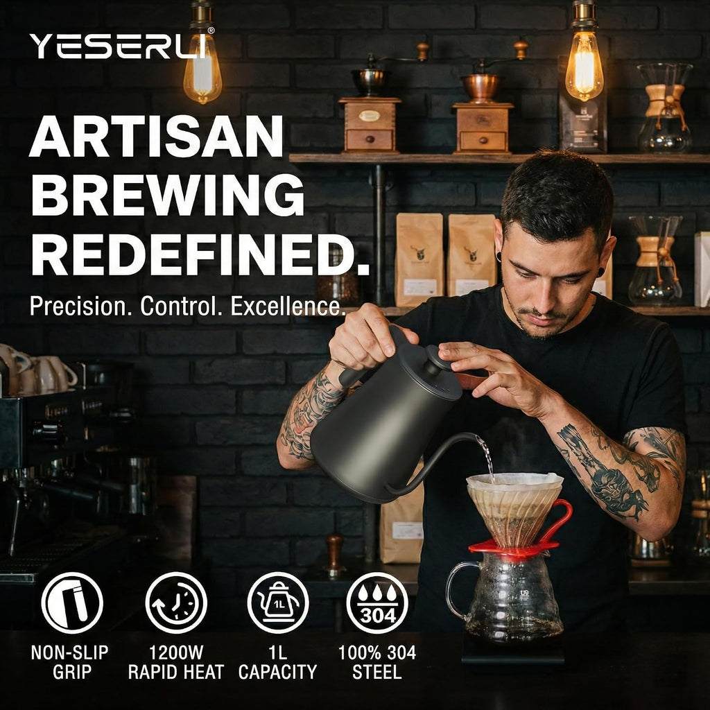 Gooseneck Electric Kettle with ±1°F Temperature(104-212F) Control 1.0L | 4 Temp Preset,12H Keep Warm,304 Stainless