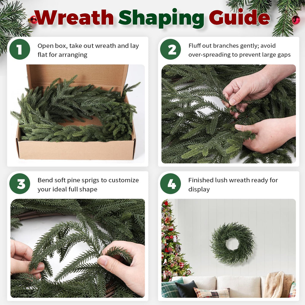 26" Christmas Norfolk Pine Wreath, Bonus Optional Welcome Sign