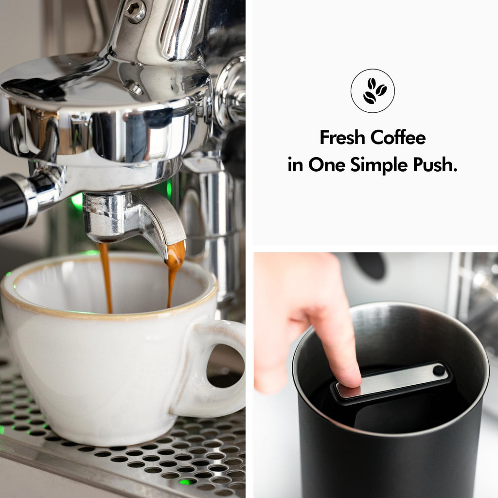 Vacuum Coffee Canister - Push Lid Preserves Coffee Aroma & Oil