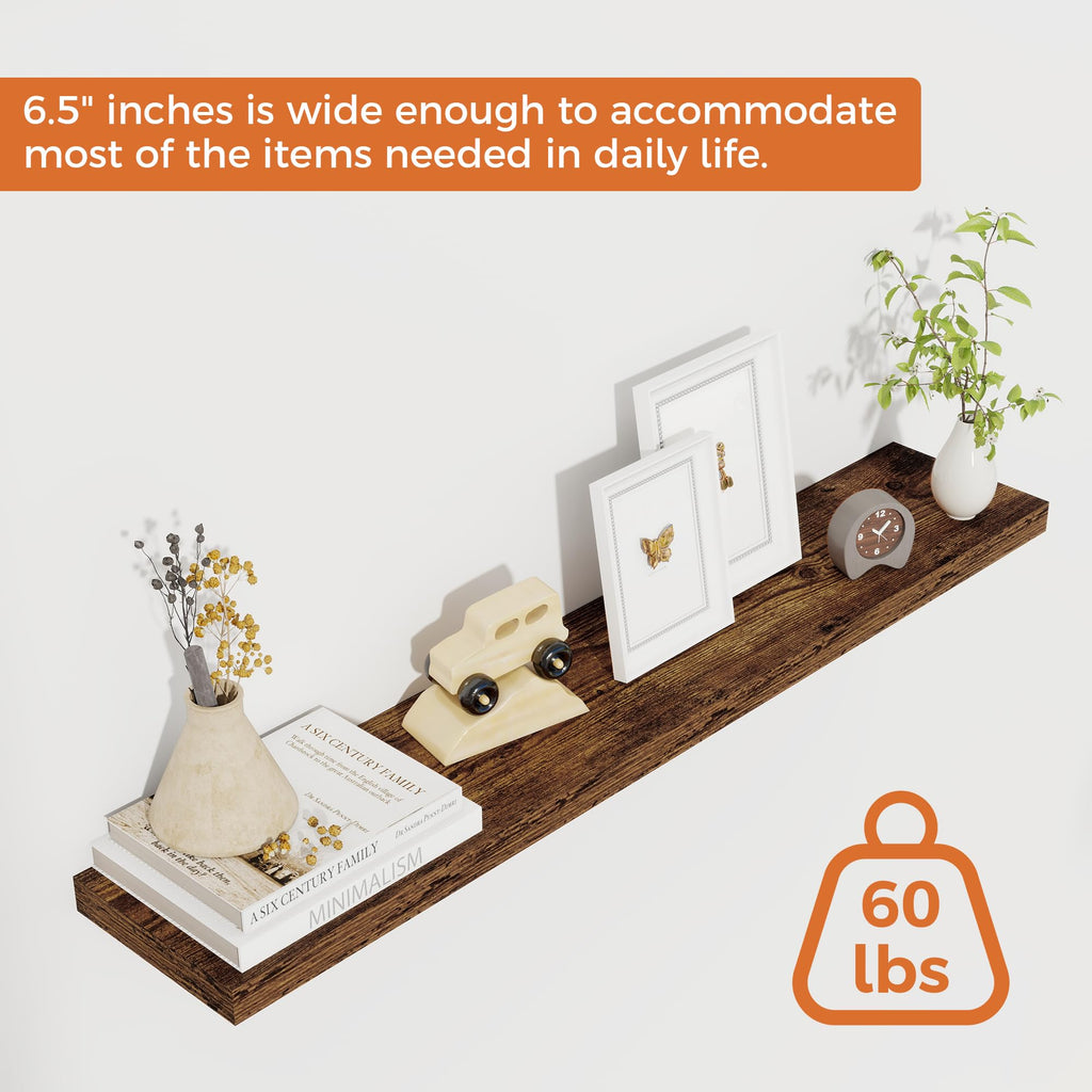 36Inch Floating Shelves for Wall 2 Pack Wood Shelves Wall Mounted Rustic Wood Floating Shelf with Invisible Brackets