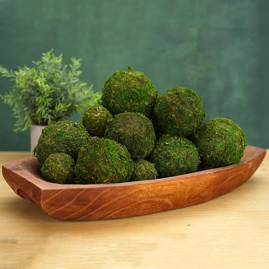 Decorative Moss Balls Set - Fake Moss Balls for Bowl Fillers, Centerpiece Decor, Home Decor, Vase Filler, Wedding - Set of 6