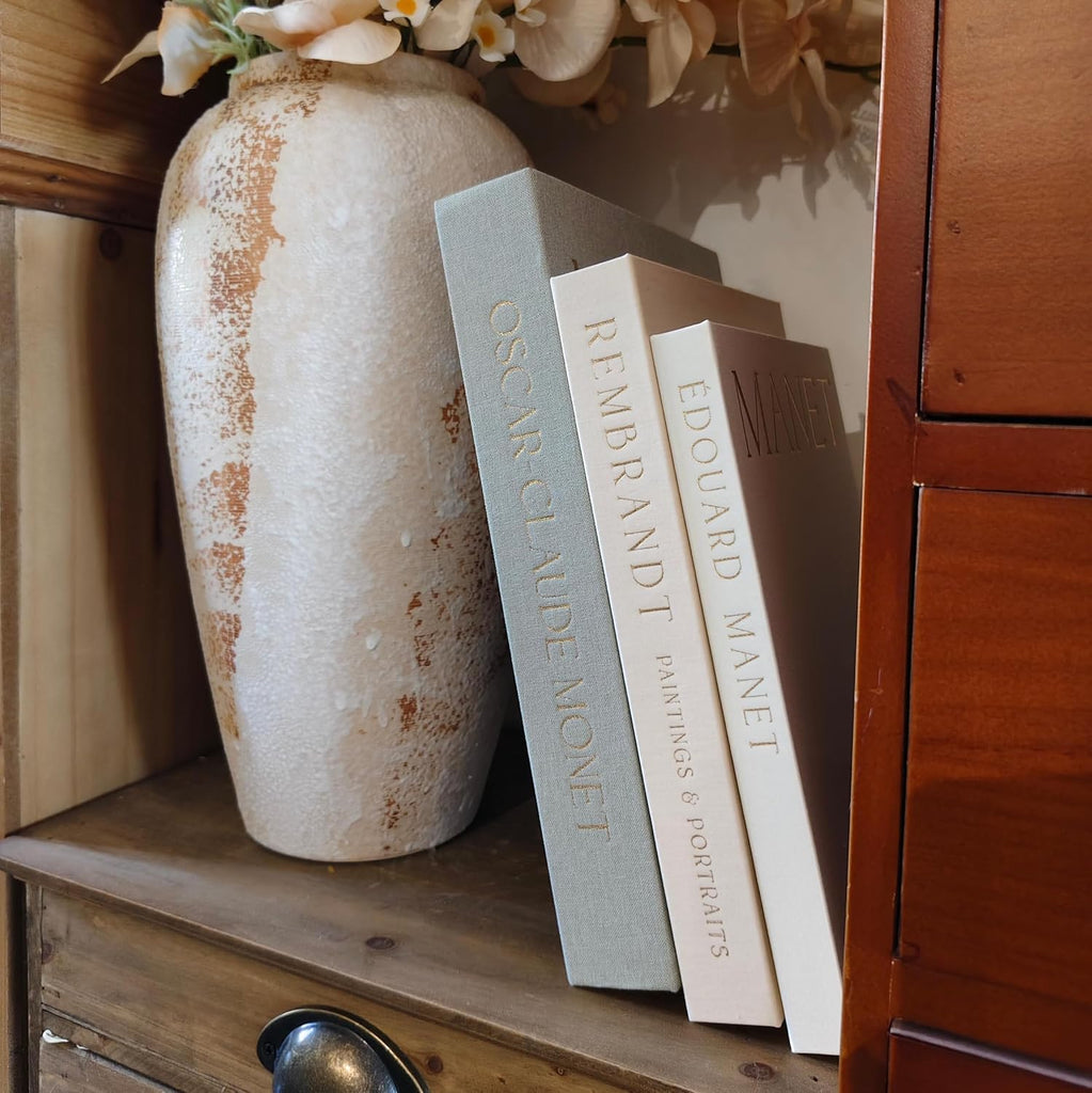 Decorative Books Decor - Set of 3 Fake Faux Books for Coffee Table Decor, Linen Fake Book for Decoration, Aesthetic