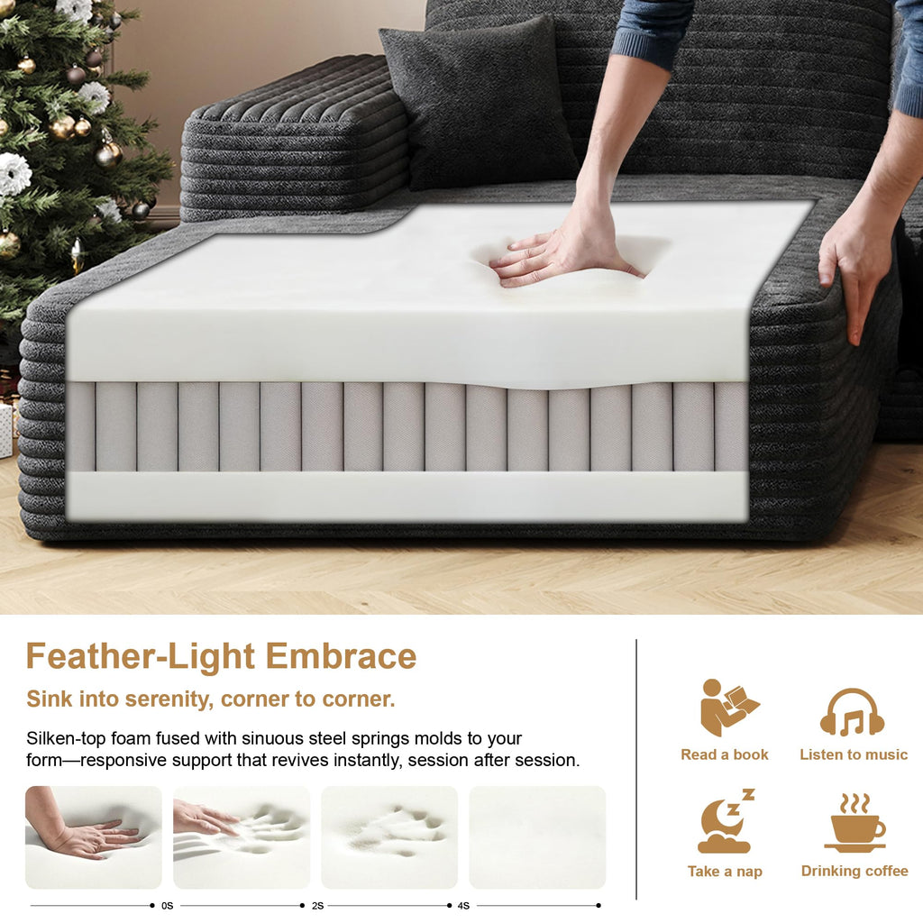 Sectional Couches Modern Modular Sofa with L-Shape Couchs Upholstered Boneless Couch Deep Seat Sectional Couch with