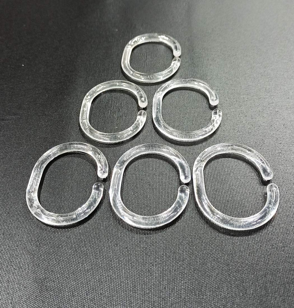Transparent Shower Curtain Rings, Material - Plastic, 24 Pieces