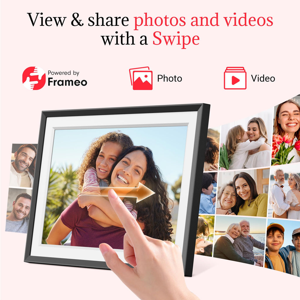 Frameo Digital Picture Frame - 10.1 Inch Smart Wi-Fi Photo Frame with Easy App Connection, Gift for Women, Mom
