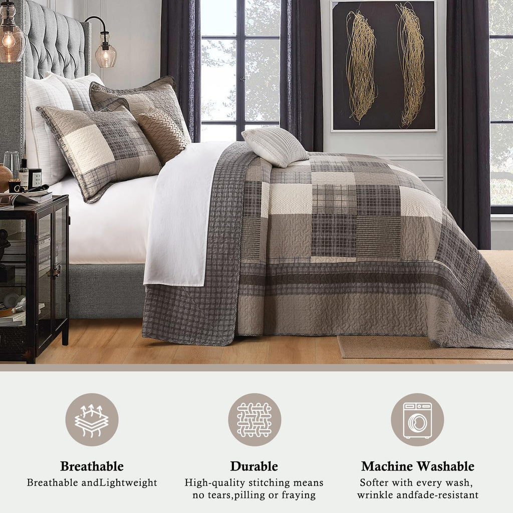100% Cotton 120x120, Brown Khaki Plaid
