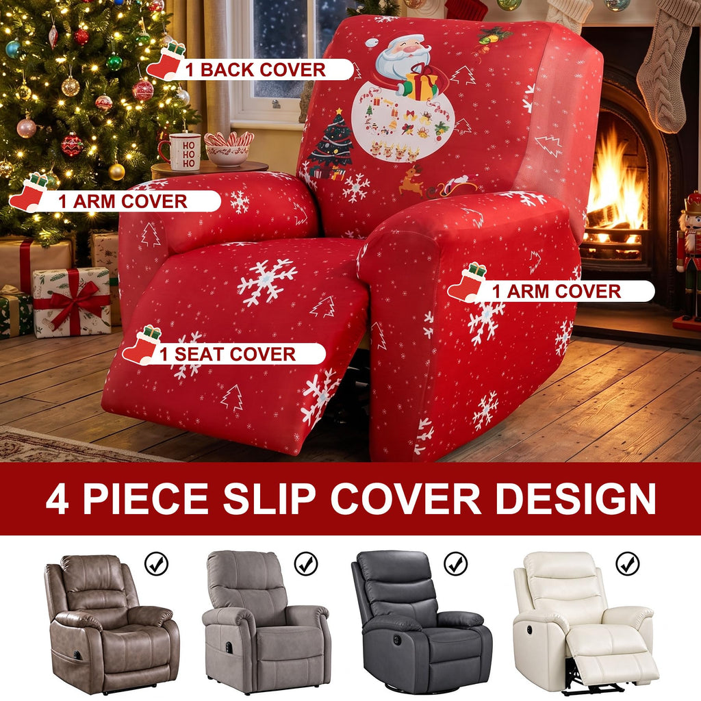 Recliner Chair Covers Non-Slip 4-Piece Recliner Slipcover with Pockets