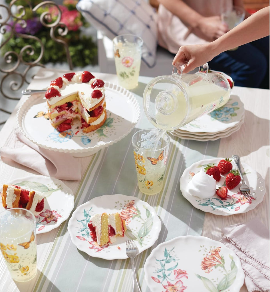 866239 Butterfly Meadow Acrylic 4-Piece Highball Set, 20 oz, Acrylic NOT GLASS