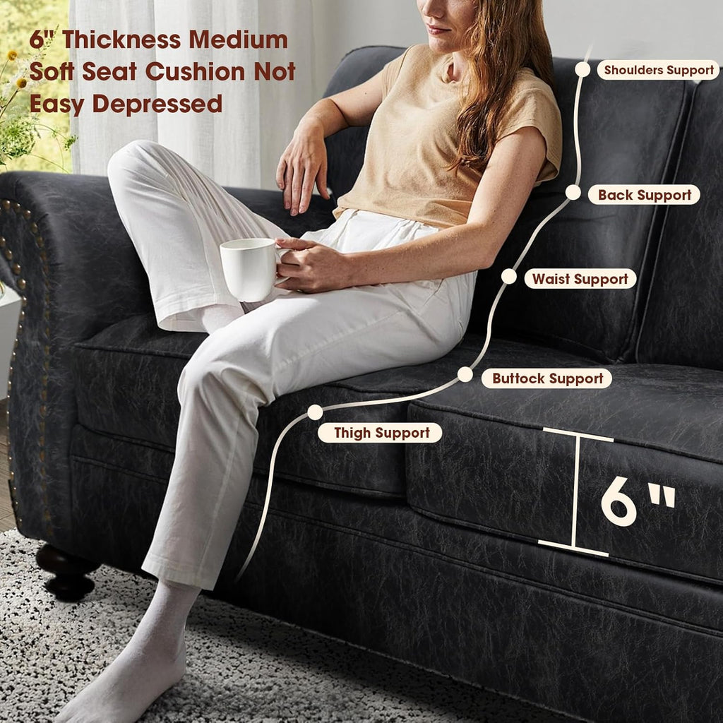 Living Room Furniture Sets,Sofa Sets and Couch Sets for Living Room,Mid-Century Vintage Sofa Couches with Rivet Design