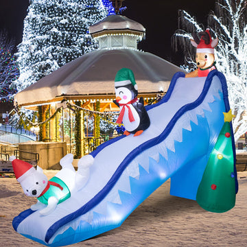 8.2FT Christmas Inflatable Outdoor Penguin Slide Yard Decor