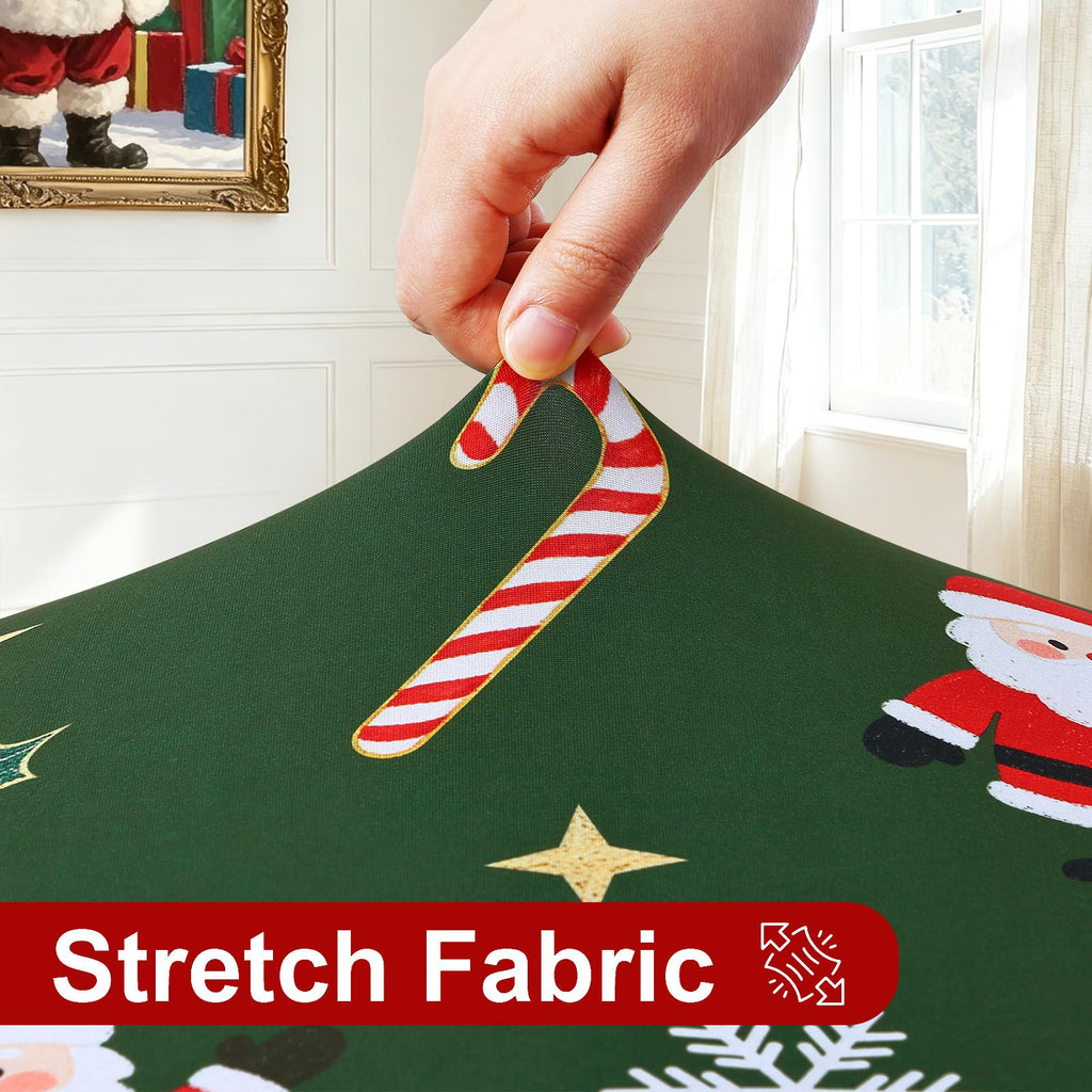 Christmas Round Spandex Tablecloth, Fitted Cover for 57"-68" Tables