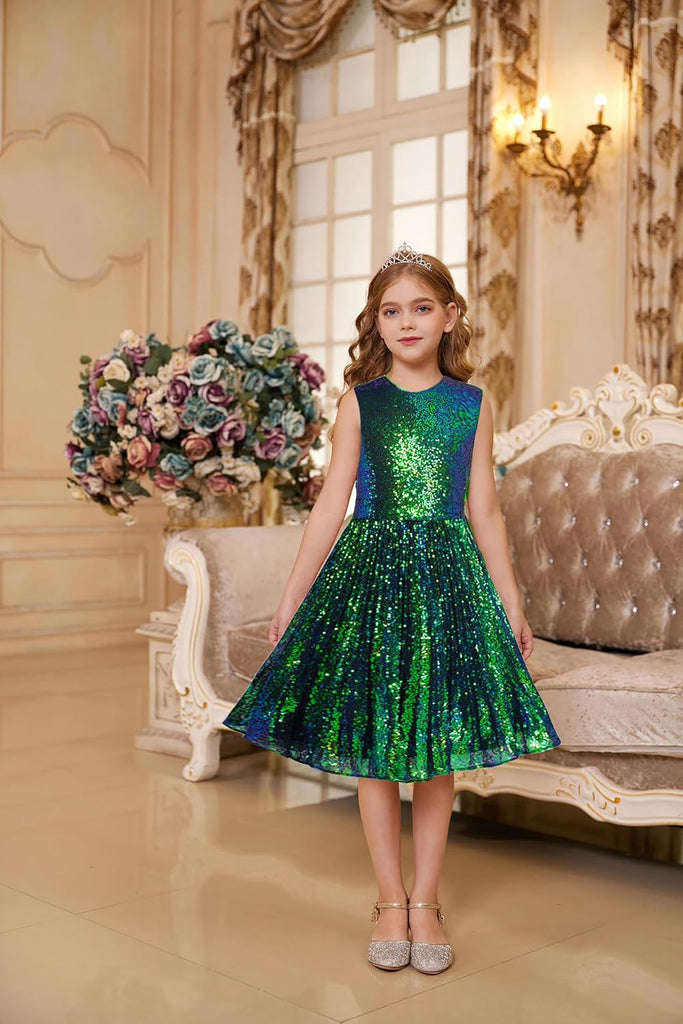 Girls Fancy Sparkly Sequin Formal Party Dance Dress